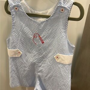Charming Blue and White Gingham Kids Romper